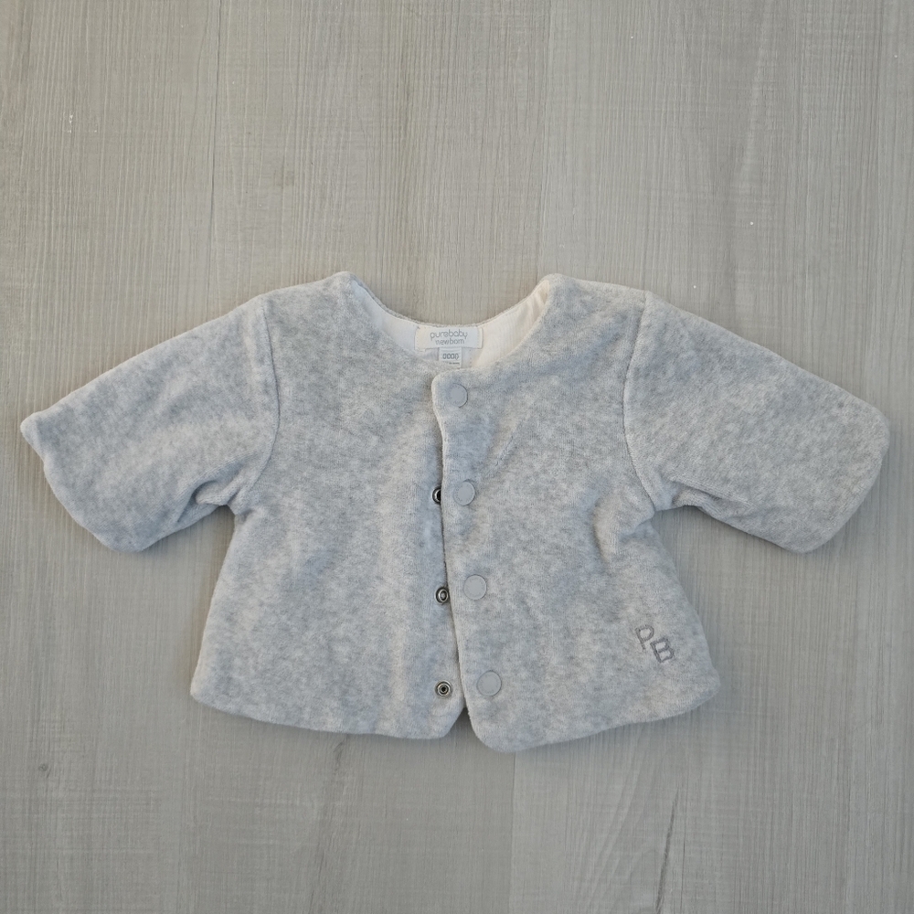Purebaby Gray Popper-Up Baby Jacket EUC